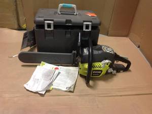 lot 10 image: RYOBI 16 in. 37cc 2-Cycle Gas Chainsaw with Heavy-Duty Case SEE PICS