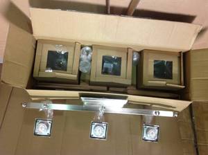 lot 28 image: 120-Watt Equivalent 3-Light Brushed Nickel Integrated LED Vanity Light SEE PICS