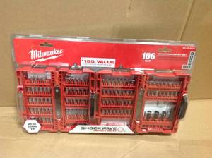 lot 52 image: Milwaukee SHOCKWAVE Impact Duty Steel Driver Bit Set (106-Piece) New
