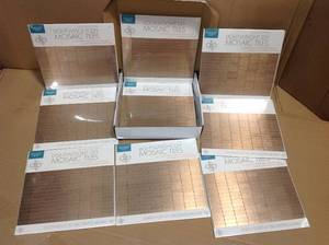lot 54 image: Lot of 9 DIP Copper Bronze 12 in. x 12 in. Self-Adhesive PVC Aluminum Tile Backsplash (10 Pack) Not used