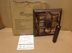 lot 68 image: 16 in. Square Cast Iron Patio Umbrella Base with Contemporary Curved Design in Bronze