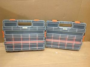 lot 69 image: HDX 15-Compartment Interlocking Small Parts Organizer in Black (2-Pack)
