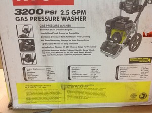 lot 102 image: Ryobi 3,200 PSI 2.5 GPM 212 cc Gas Pressure Washer not used