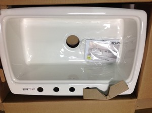 lot 115 image: Kohler Cape Dory 33 Single Basin Top-Mount Enameled Cast-Iron Kitchen Sink slight damage see pictures