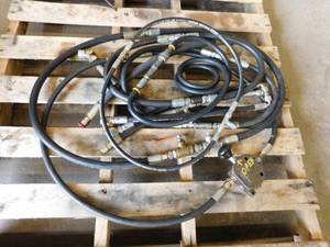 lot 19 image: Misc. Lot of Hydraulic Hoses, Lock off valve, Belts, and Axel Seals