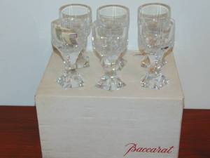 lot 12 image: Set of 6 France crystal Baccarat Mercure Water Goblet Glasses New in Original Box