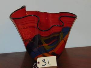 lot 31 image: Multicolored Swirl Glass, Romanian Glass Vase, an evocative and creative piece
