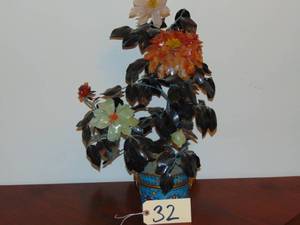 lot 32 image: Early 20th  Century Chinese Jade and Cloisonne Bonsai Tree 23 tall