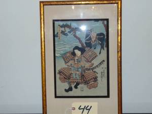 lot 44 image: Japanese woodcut Ronan warrior framed by Vern Carver Gallery 22 x 15