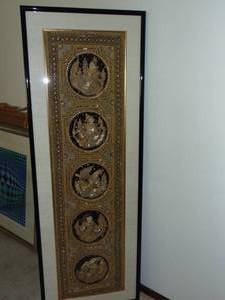 lot 58 image: Thai beadwork custom pallete framed by Accent Arts 24 x 68