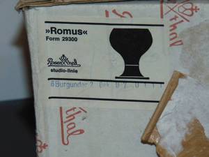 lot 78 image: Set of 6 Rosenthal, German crystal glasses,  Romus pattern 29300 Burgundy in original box