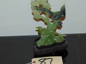 lot 87 image: Chinese Antique Vintage Jade Carving Bird Statue