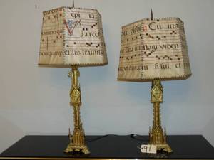 lot 91 image: Unique and Rare Beautiful Pair Gothic of revival lamps made from about 1812-1815 candle holders