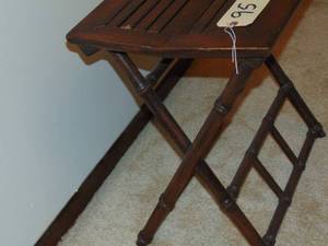 lot 95 image: Solid Wood Folding table 19 x 21 x 23