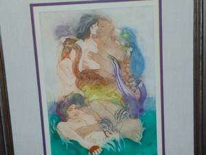 lot 126 image: Limited edition original colored engraving by the well known Canadian artist David Silverberg 43120 women and birds