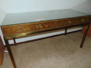 lot 127 image: Mid-Century Modern Mastercraft Bronze Desk Bernhard Rohne Oriental in Style