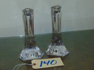 lot 140 image: Miller Rogaska Pair Of 7 Crystal Candlesticks in mint condition