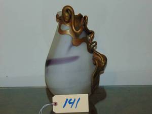 lot 141 image: Filip Ravert, Romanian frosted art glass vase having bronze applied overlay