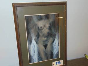 lot 146 image: Female Nude sketch signed original Framed