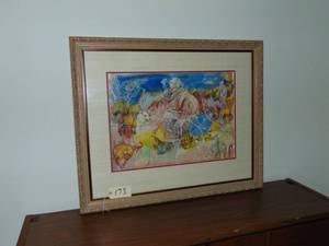 lot 173 image: Joseph Ferrara, Book IV Revelation Seen frozen watercolor 36 x 44 Framed in very good condition