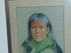 lot 176 image: Vintage 1975 Don Applebee original pencil sketch native American framed by Vern Carver Gallery
