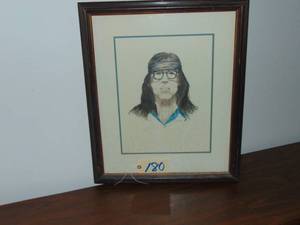 lot 180 image: Steve Premo native American art pencil sketch Self Portrait