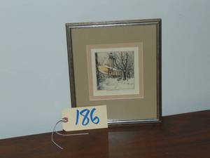 lot 186 image: Robert Kasimer Antique Color Etching Signed 1954 11 x 9 framed by Vern Carver Gallery