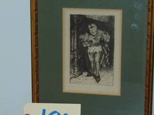 lot 190 image: Antique Etching W M Chase 1849-1916 The Court Jester 13 x 10 framed by Vern Carver Gallery