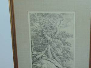 lot 196 image: Antique Salvator Rosa etching St. William the Hermit 1615 - 1673 framed by Beard Gallery, 21 x 17