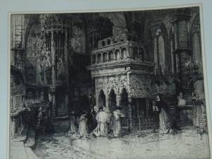 lot 240 image: Hedley Fitton etching Tomb of Edward the Confessor
