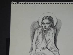 lot 247 image: Al Brunelle Woman with Wings from sketch pad 11 x 14