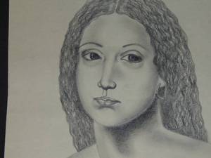 lot 250 image: Al Brunelle Lady with Long Hair from sketch pad 11 x 14