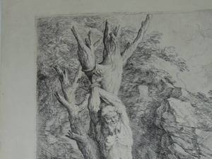 lot 253 image: Salvator Rosa etching Salvator Rosa St Albert in Penitence (based on an antique statue of Marsyas) mmm 12 x 17