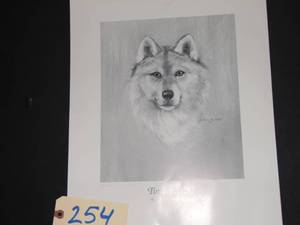lot 254 image: Lauriene McIlrath signed print Timberwolf original 12 x 17 103500