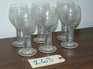 lot 263 image: New Set of 6 Reidel Wine Glasses - Fontana  Round Wide Stem,    Air Bubble In Base 