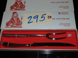 lot 295 image: 2 Piece Stainless Steel Carving Set Frasers WMF Cromargan Made in Germany