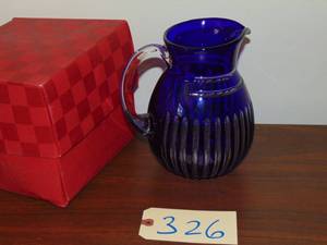 lot 326 image: Vintage Hungary Crystal Cobalt Blue Cut To Clear Glass