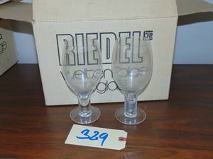 lot 329 image: Set of 10 Reidel Glasses - Fontana  Round Wide Stem, Air Bubble In Base