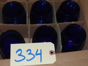 lot 334 image: Cristar Cobalt Blue 6-pc. Stemless Wine Glass Set