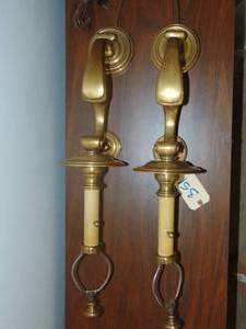 lot 351 image: Chapman wall lamps solid brass 20 pound each with plug