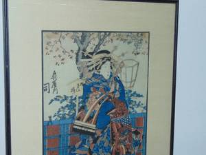 lot 382 image: Vintage Eisen, Japanese woodcut, 1785-1830 21 x 16  framed by Beard Gallery