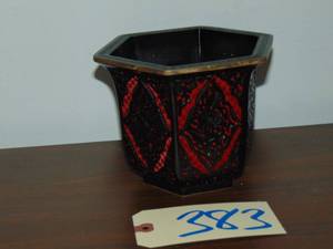 lot 383 image: 6 oriental planter black and red cinnabar