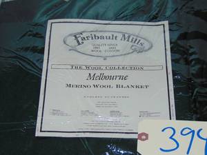 lot 394 image: Blanket King, Green, Wool new Faribault Woolen Mills