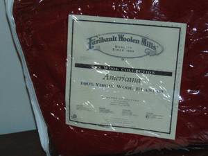 lot 396 image: Blanket King, Red, 100% Virgin Wool Faribault Woolen Mills New