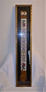 lot 3 image: Vintage Native American Sioux Handcrafted Beaded Belt  with colorful geometric and floral motifs - leather backing - Framed