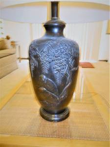 lot 167 image: Gorgeous Oriental inlaid bronze vase Meiji era Lamp  36 x 18
