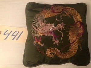 lot 441 image: Pillow, 9 x 9, custom made, vintage fabric