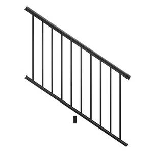 lot 92 image: Fiberon 6 Black Aluminum Deck Stair Railing Kit, AL STR PK 72x36 BL - NEW