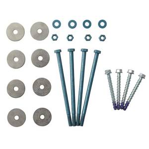 lot 127 image: (4-Pack) Fiberon Elements Railing Black Aluminum Post Mount Hardware, AL POST HARDWARE KIT - NEW
