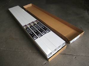 lot 801 image: (8-Pack) Fiberon 4-in X 4-in X 100-in HomeSelect White Composite Deck Post Sleeve, POST SLV COMP 100 WH - NEW